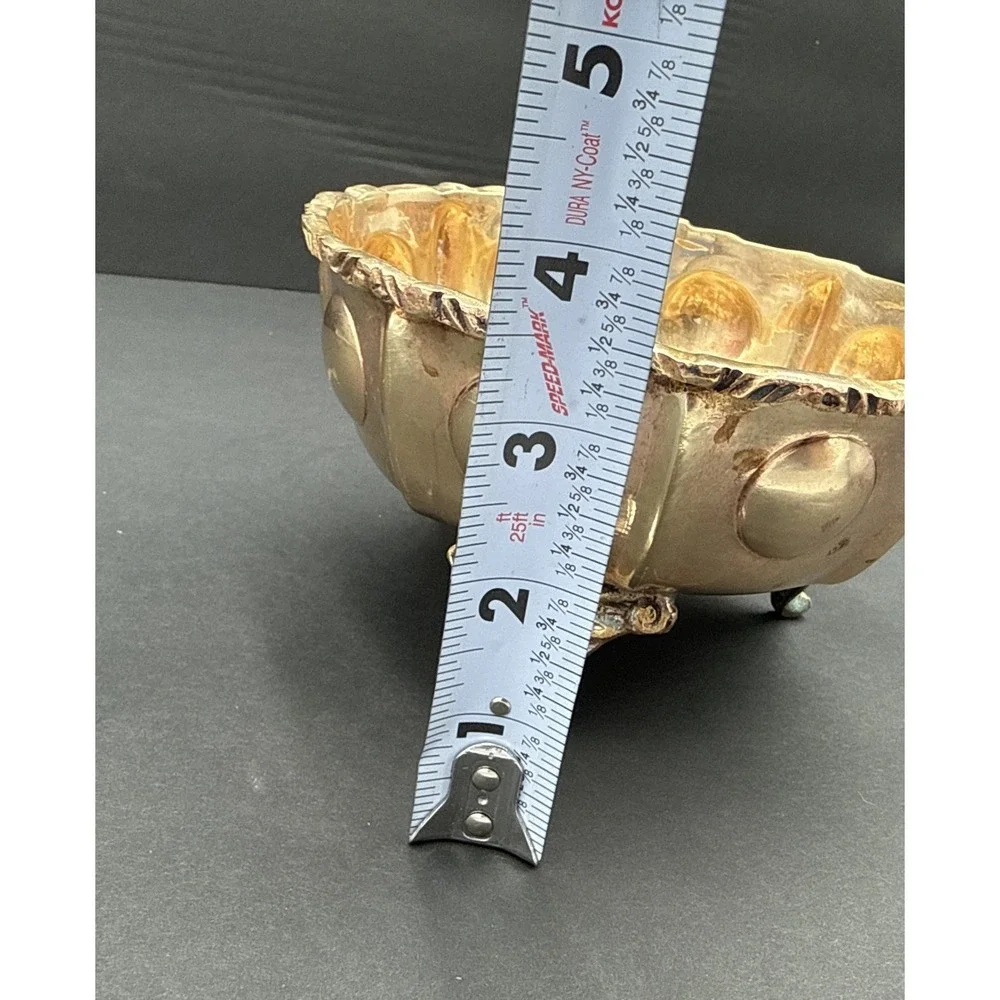 Vintage Brass Bowl Planter Bowl Candy Dish with Feet‎ Mid Century Modern
